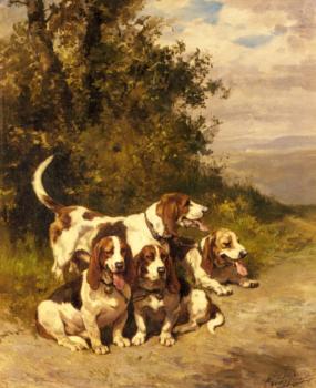 查爾斯 奧利維爾 德 珮尼 Hunting Dogs on a Forest Path 查爾斯 奧利維爾 德 珮尼 Hunting Dogs on a Forest Path